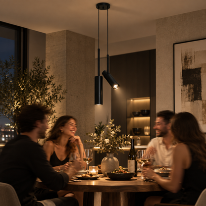Adjustable Spot Pendant Light for Kitchen Island, Rotating Head, GU10 LED Included, for Dining Table, Bedside, Reading Nook, Artwork, Black or Brass
