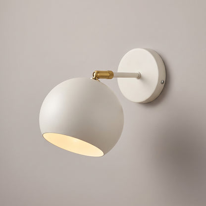 White colour option: adjustable ball wall lamp with matt off-white shade, arm and round wall plate