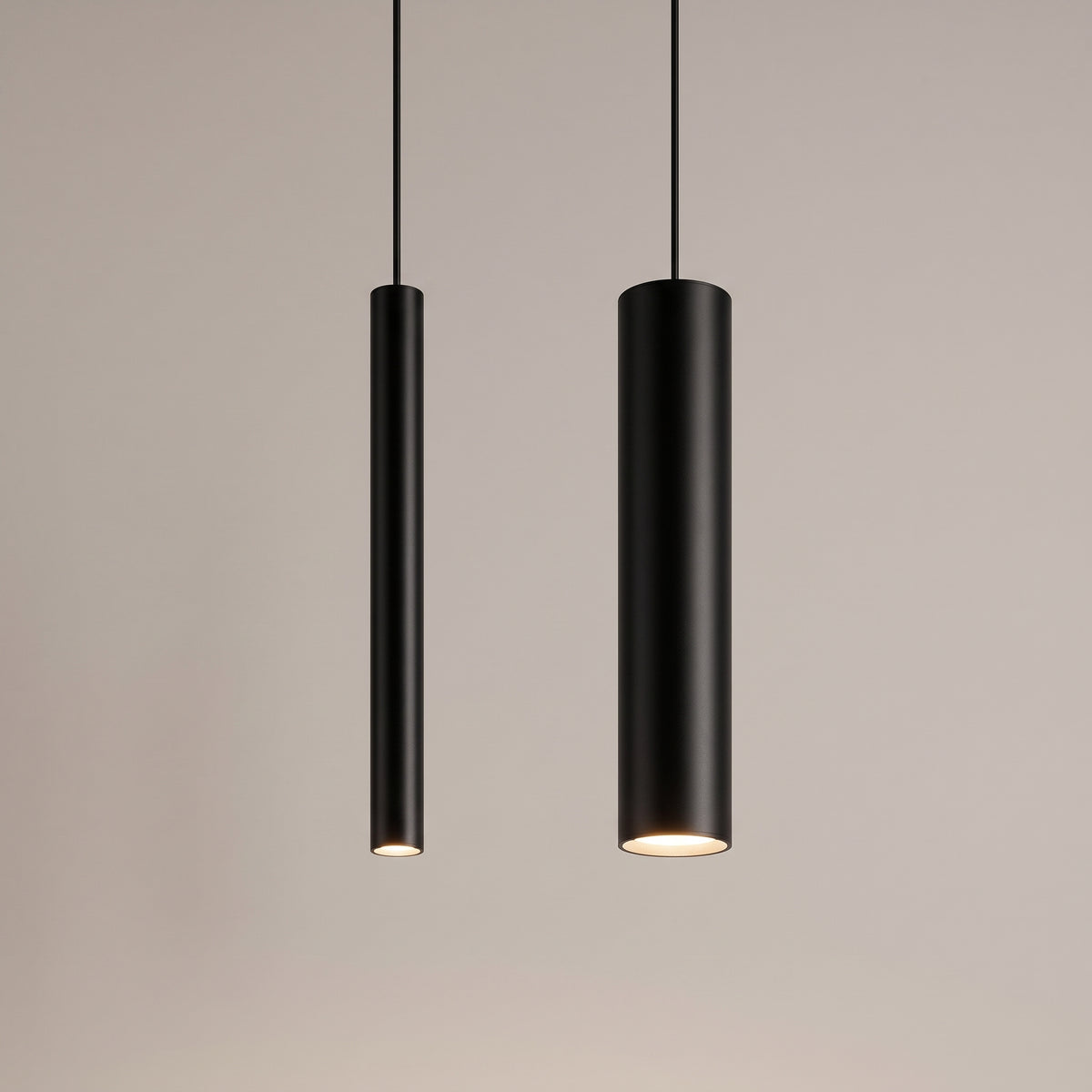 The two tube sizes side by side: the slim 1.2 inch tube next to the wider 2 inch tube