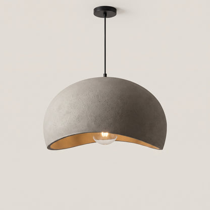 Cement grey Deep Dome wabi-sabi pendant shade seen from the side