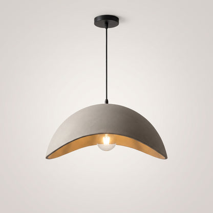 Cement grey Shallow Wave wabi-sabi pendant shade seen from the side