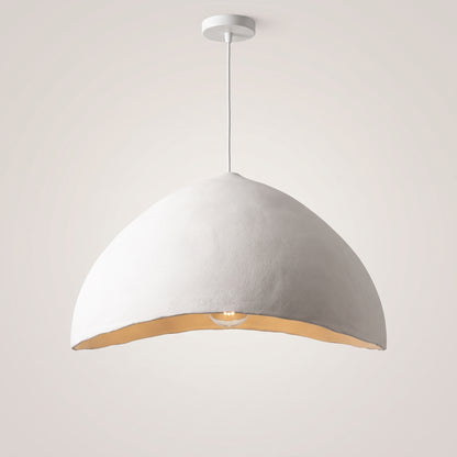 White Deep Dome wabi-sabi pendant shade seen from the side