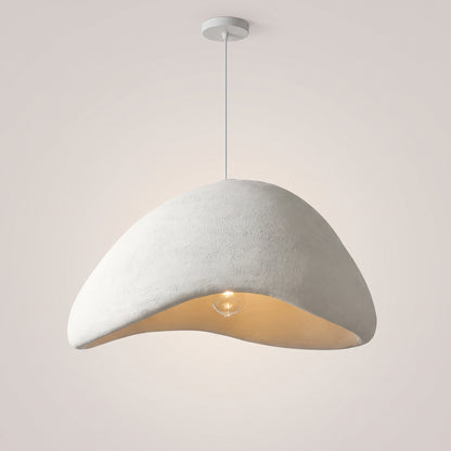 White Shallow Wave wabi-sabi pendant shade seen from the side