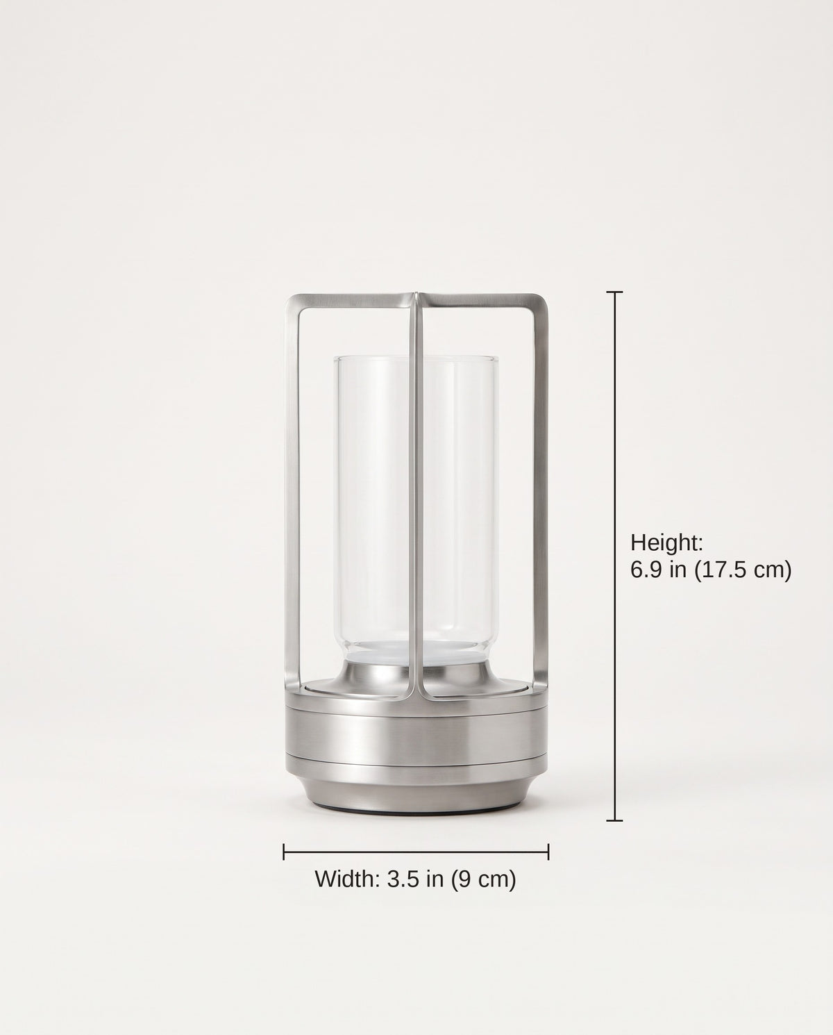 Lantern table lamp dimensions: 6.9 in (17.5 cm) tall and 3.5 in (9 cm) wide