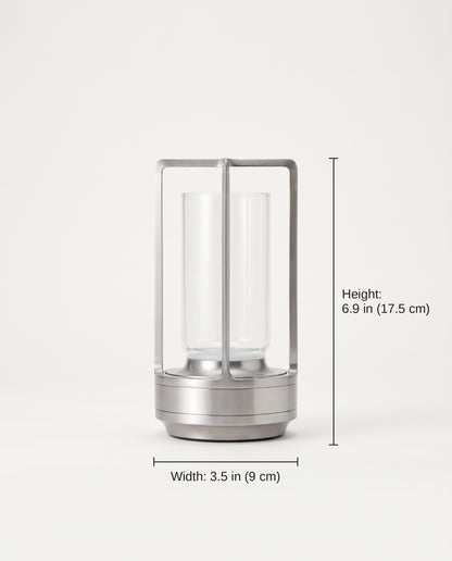 Lantern table lamp dimensions: 6.9 in (17.5 cm) tall and 3.5 in (9 cm) wide
