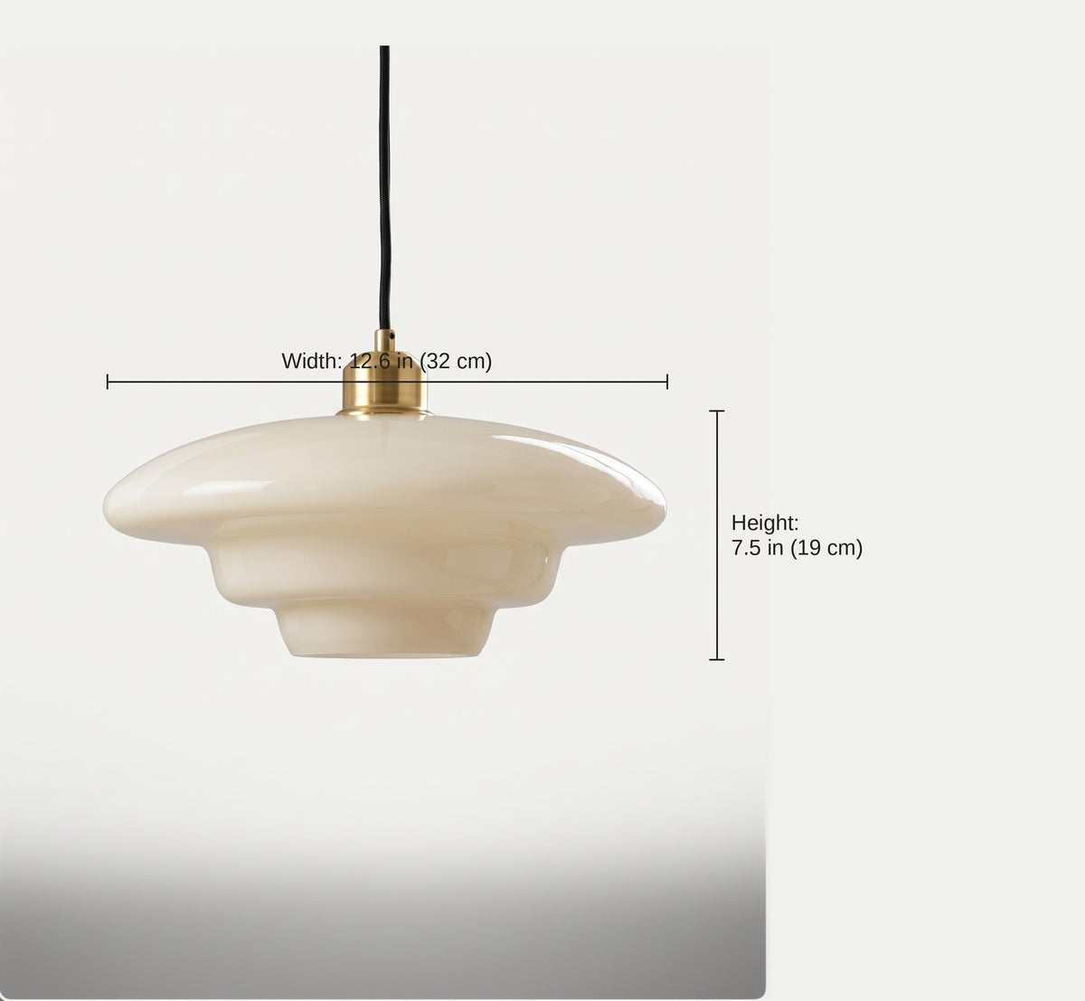 Pendant dimensions: 12.6 in (32 cm) wide and 7.5 in (19 cm) tall